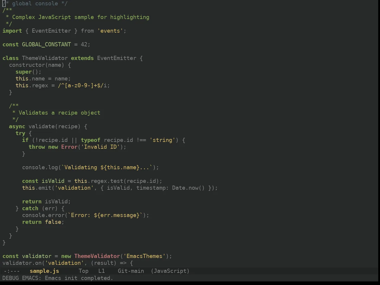 Ewal Dkeg Bluetype Theme in javascript-mode