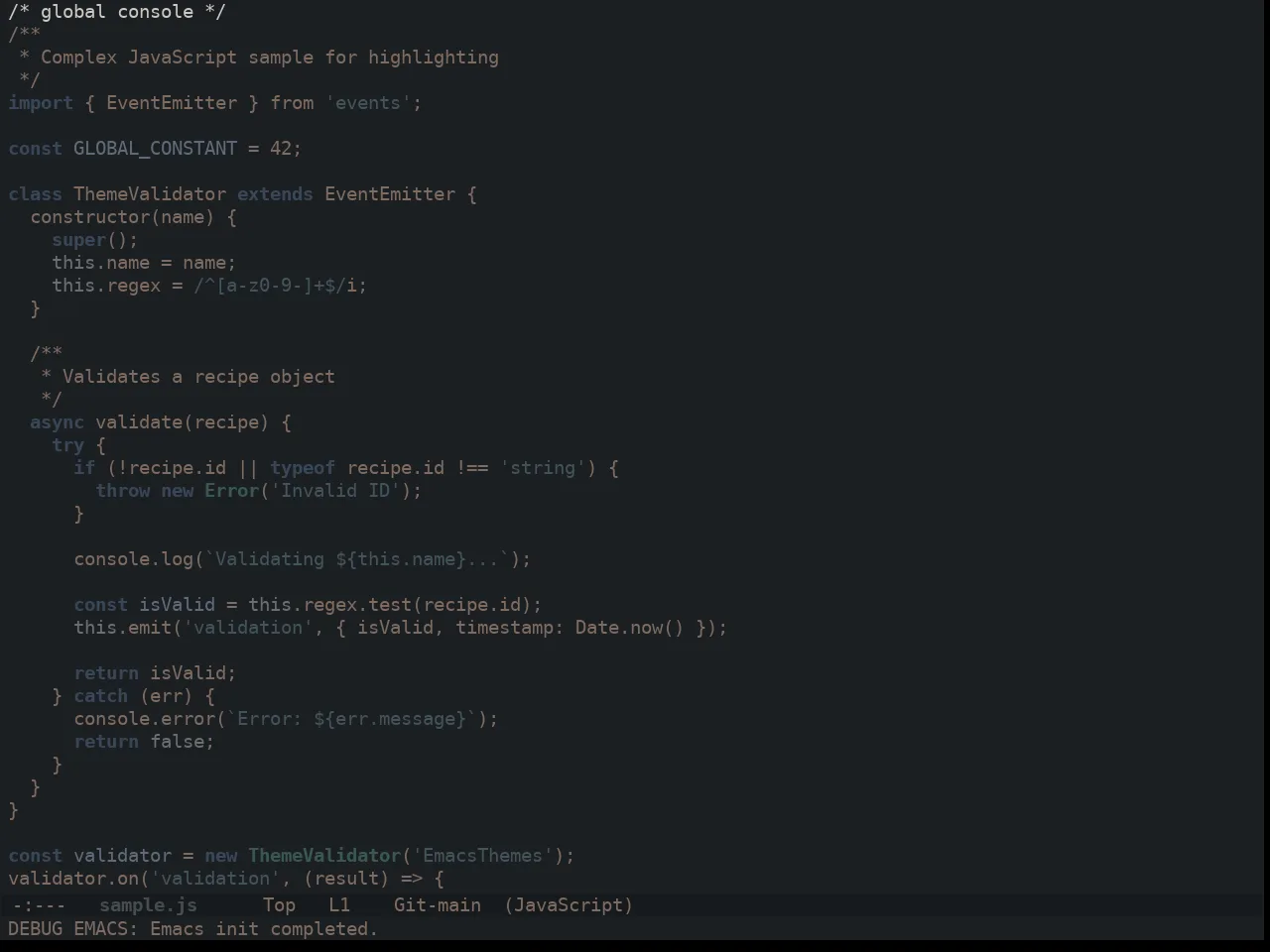Ewal Dkeg Blumune Theme in javascript-mode