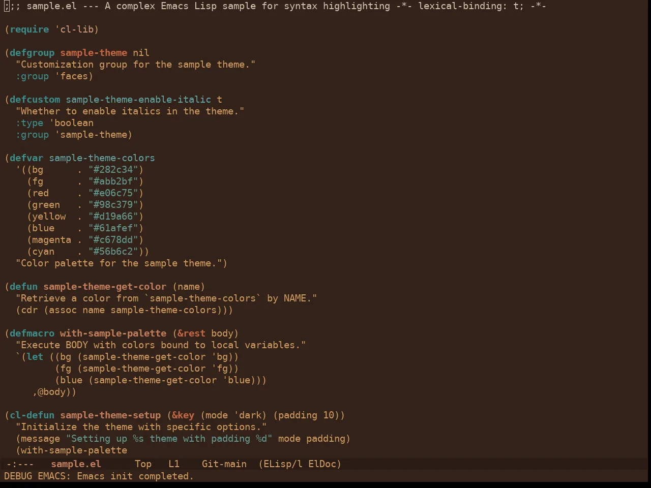 Ewal Dkeg Branch Theme in emacs-lisp-mode