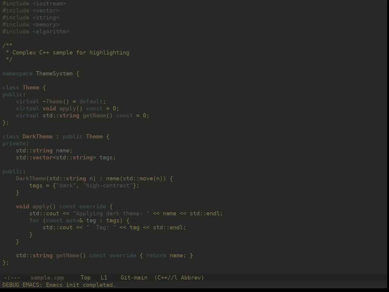 Ewal Dkeg Brownstone Theme in c++-mode