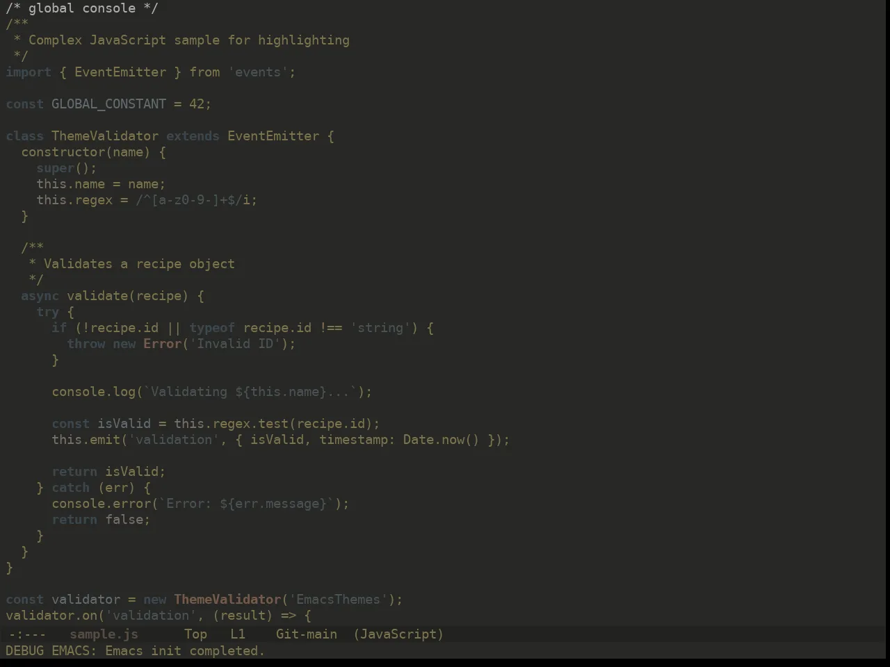 Ewal Dkeg Brownstone Theme in javascript-mode
