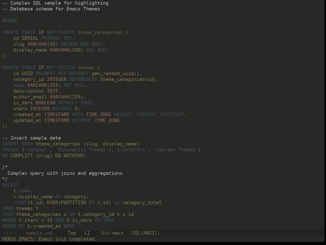 Ewal Dkeg Brownstone Theme in sql-mode