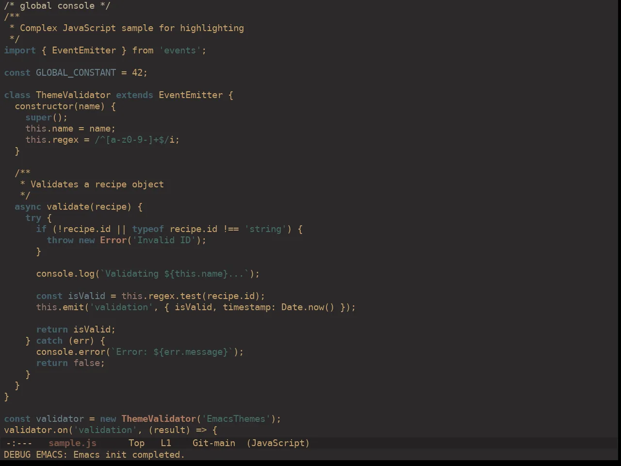 Ewal Dkeg Bulb Theme in javascript-mode