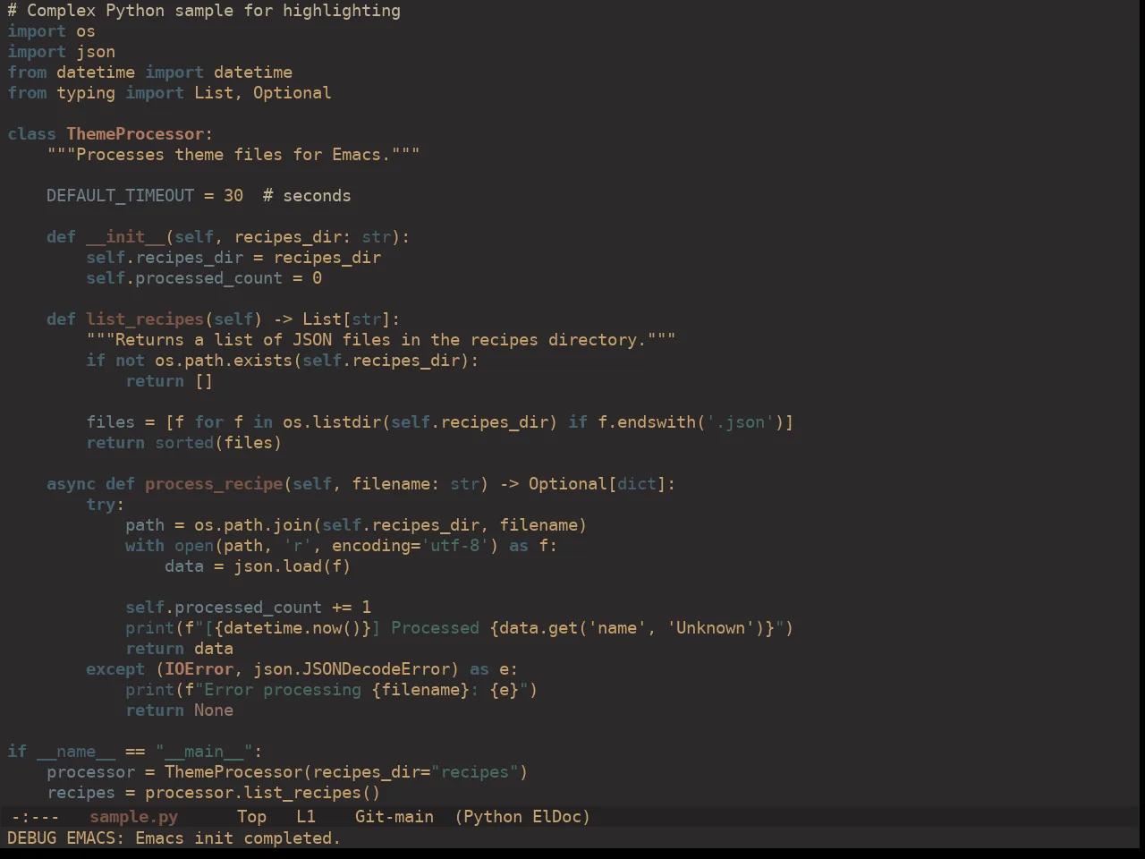 Ewal Dkeg Bulb Theme in python-mode