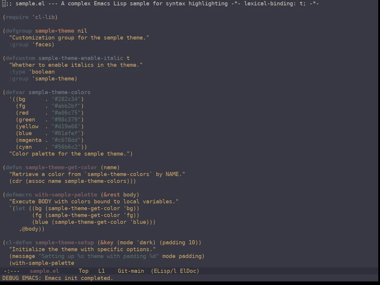Ewal Dkeg Chaires Theme in emacs-lisp-mode