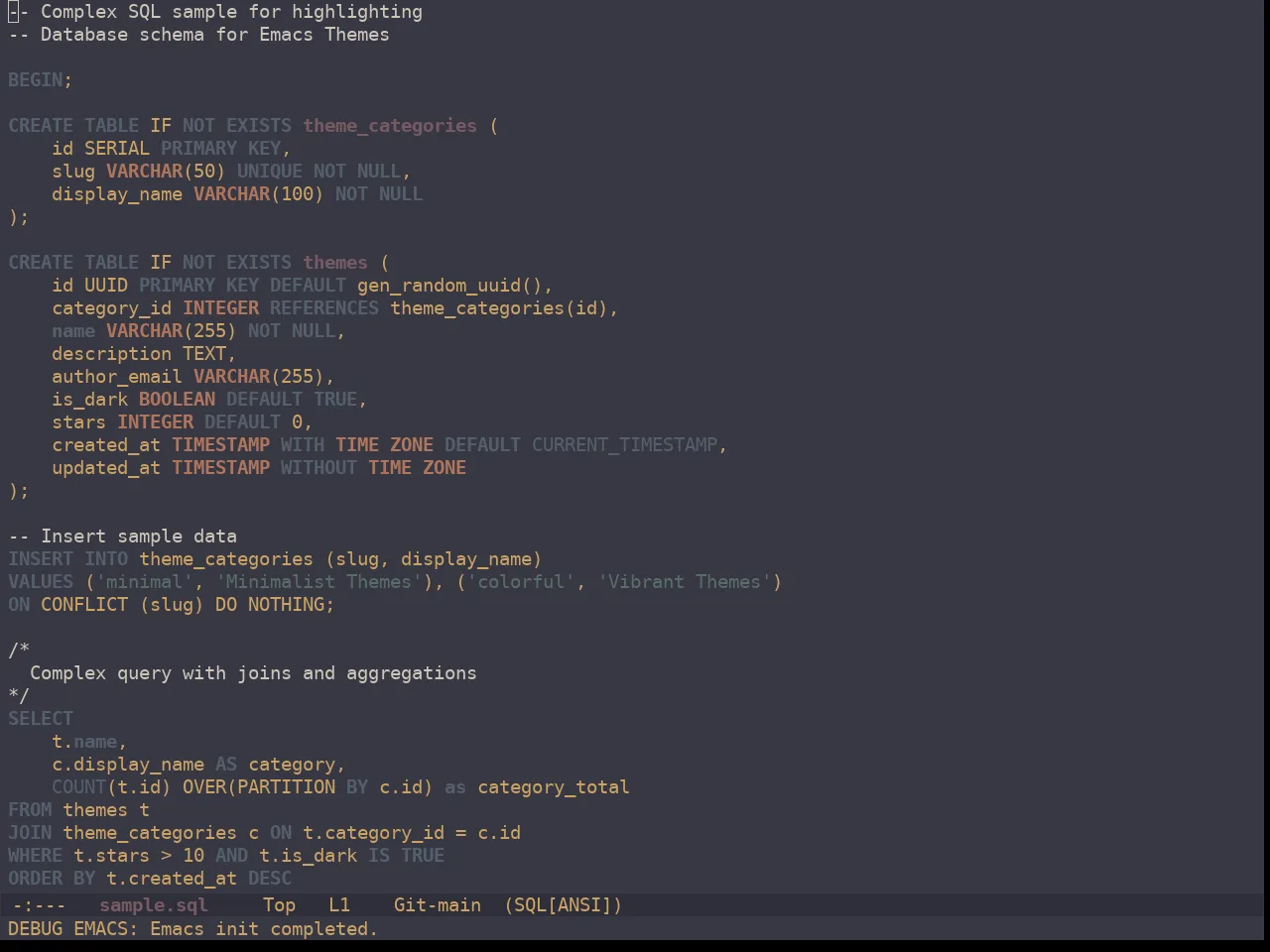 Ewal Dkeg Chaires Theme in sql-mode