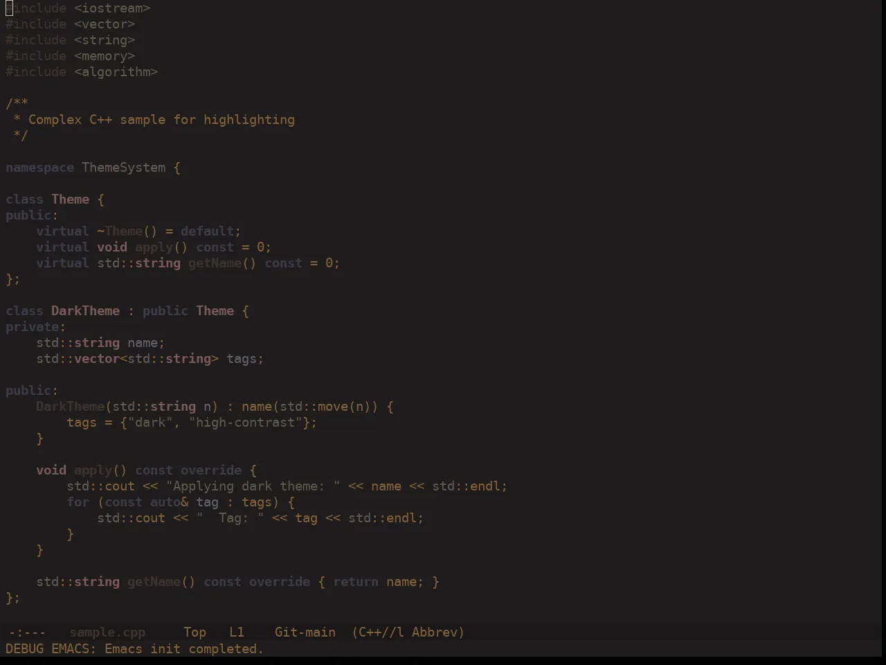 Ewal Dkeg Coco Theme in c++-mode