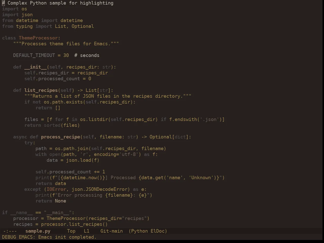 Ewal Dkeg Corduroy Theme in python-mode