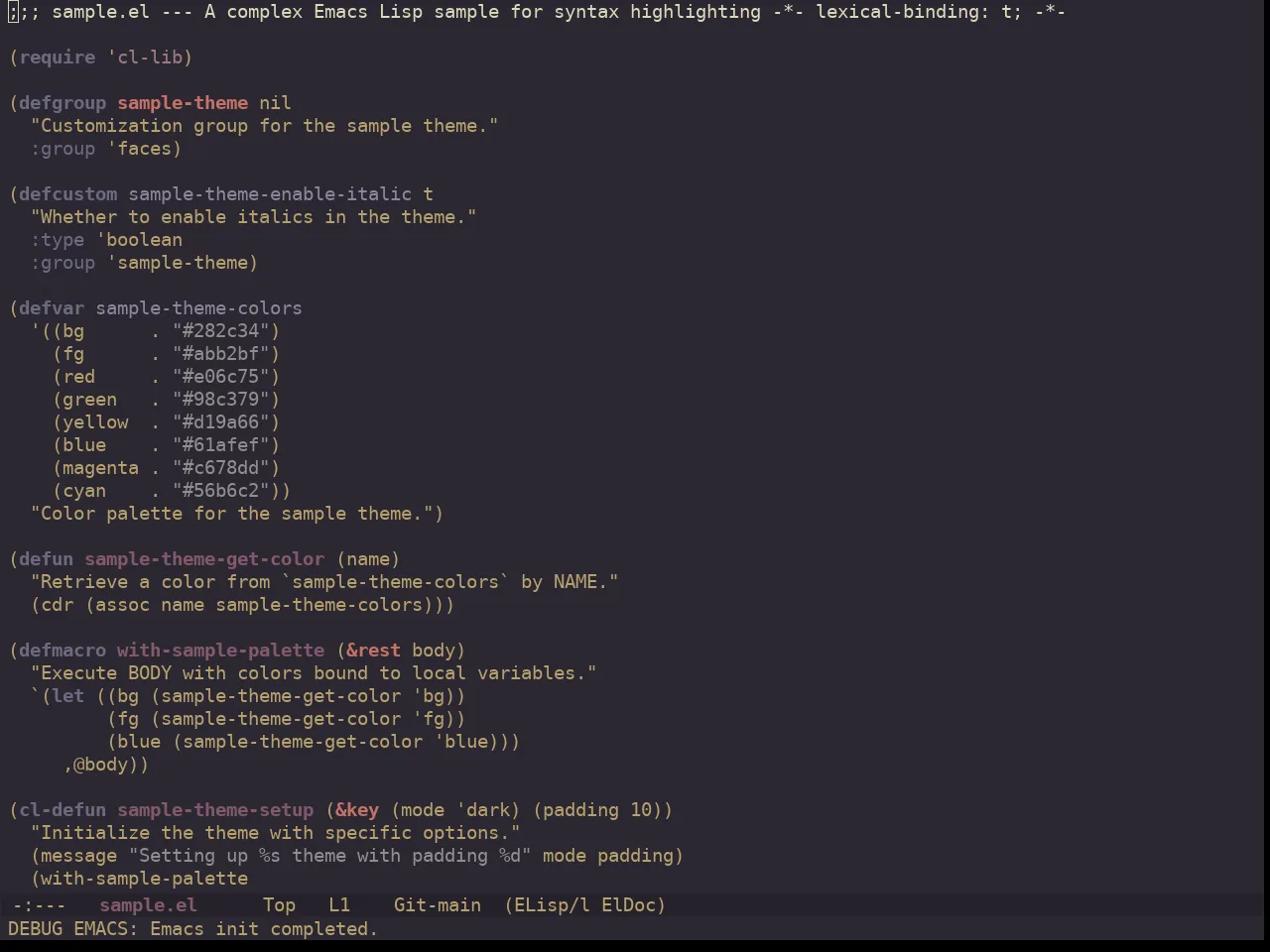 Ewal Dkeg Depth Theme in emacs-lisp-mode