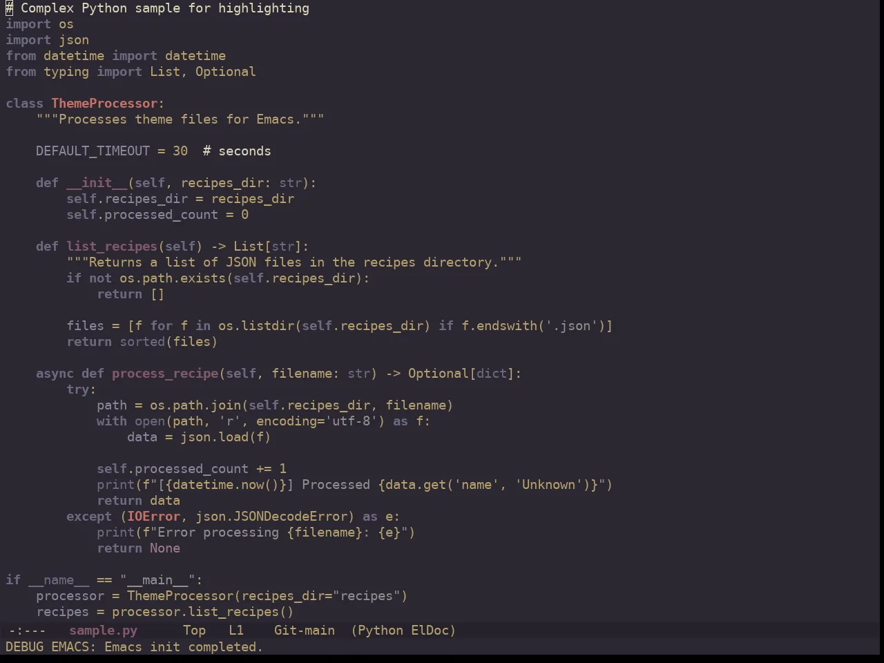 Ewal Dkeg Depth Theme in python-mode