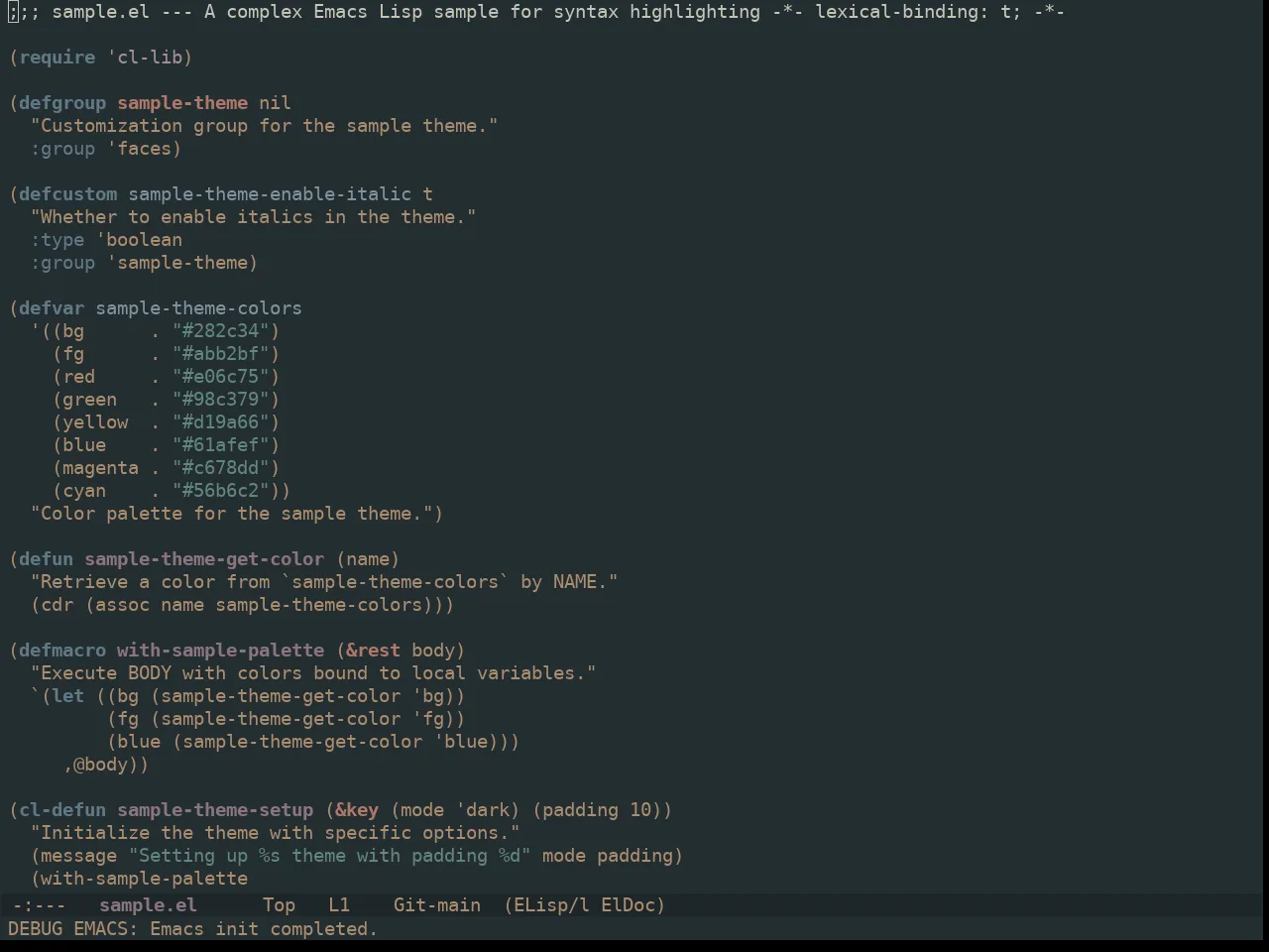 Ewal Dkeg Designr Theme in emacs-lisp-mode