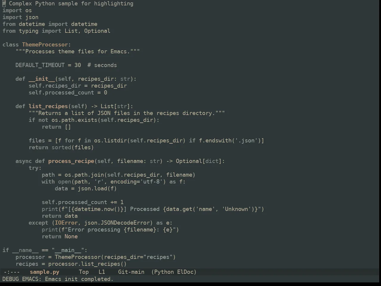 Ewal Dkeg Diner Theme in python-mode