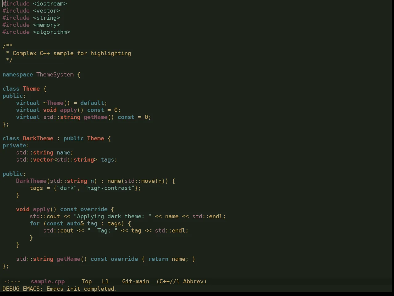 Ewal Dkeg Escen Theme in c++-mode