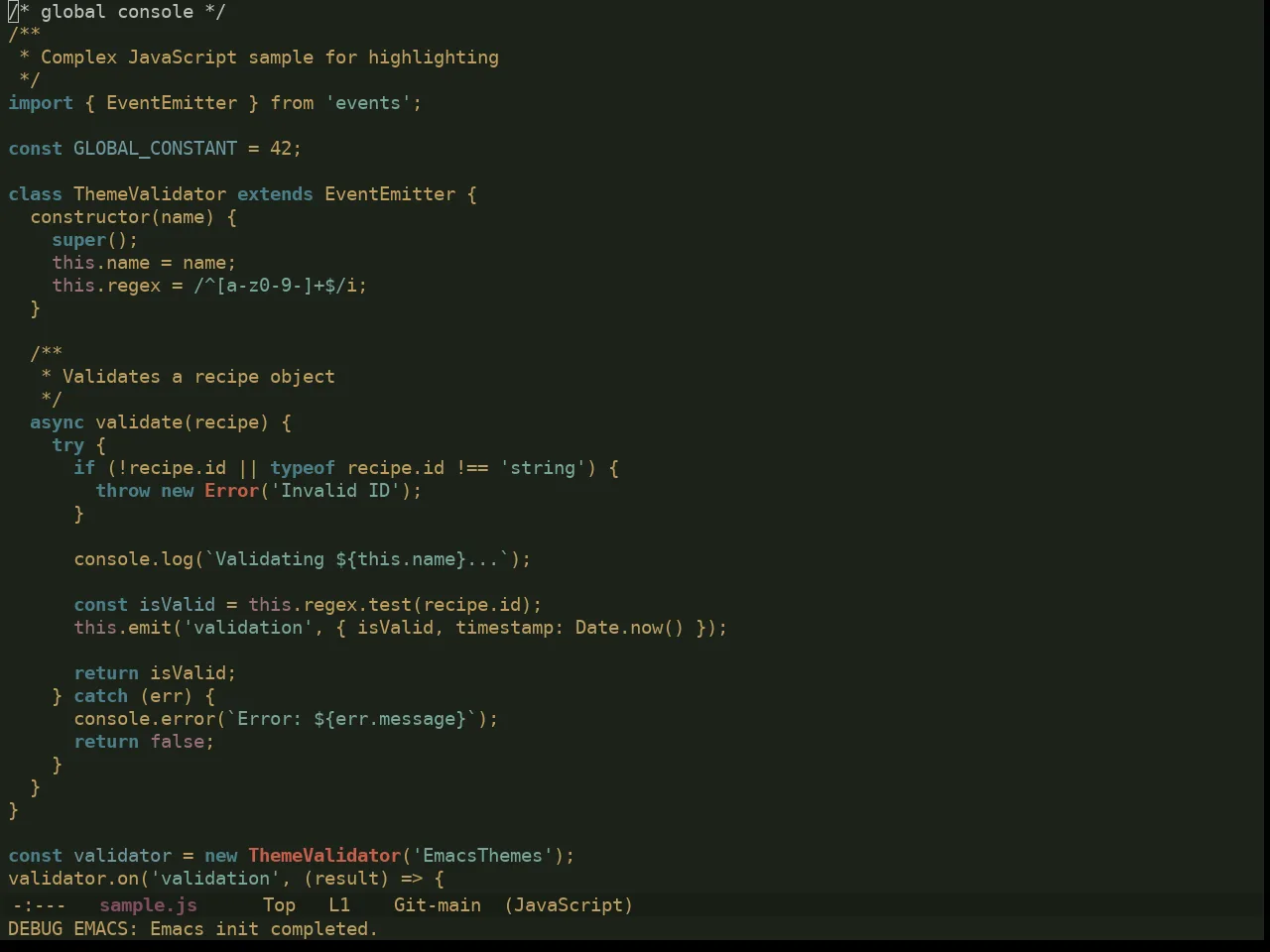 Ewal Dkeg Escen Theme in javascript-mode