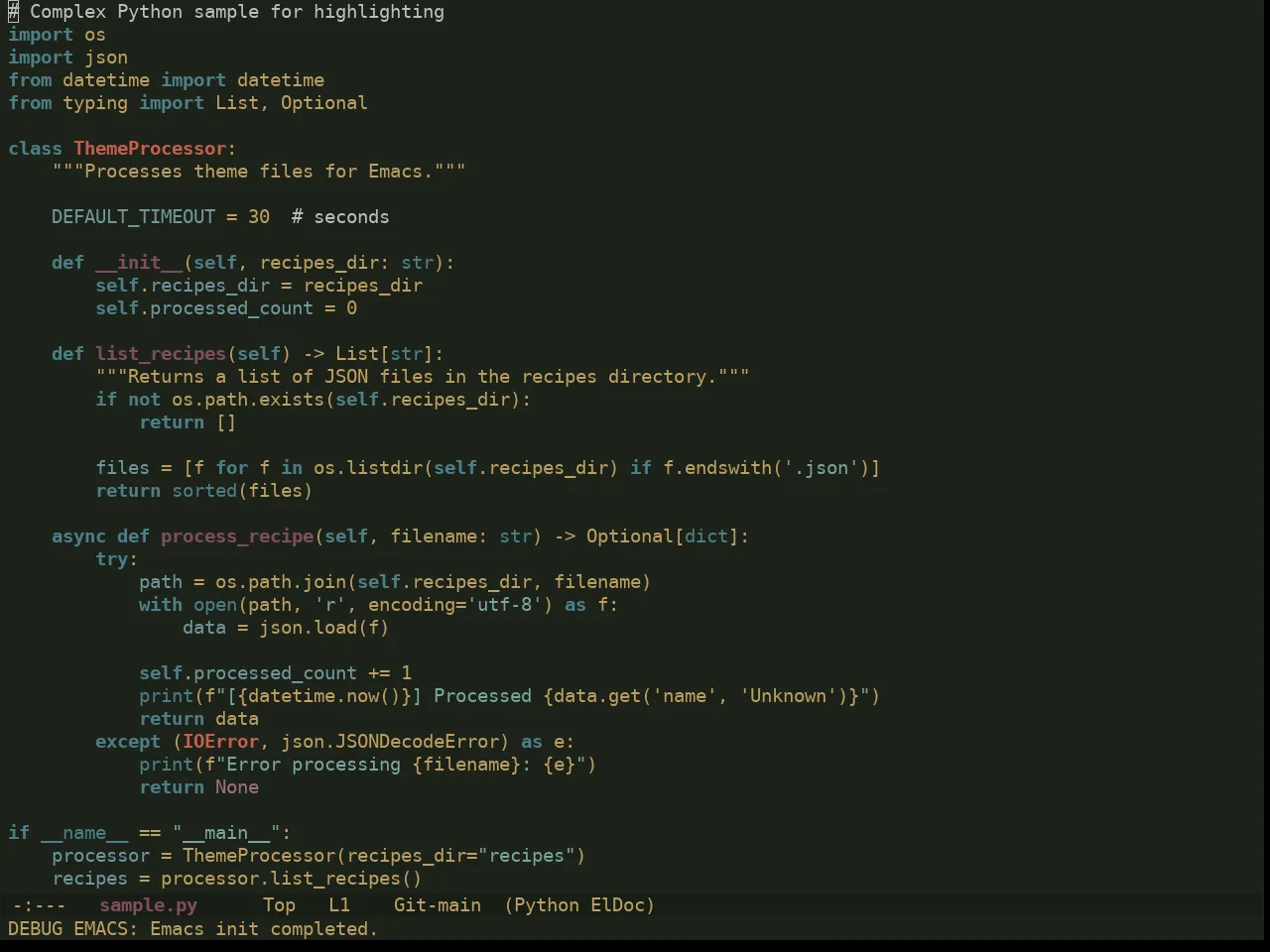 Ewal Dkeg Escen Theme in python-mode