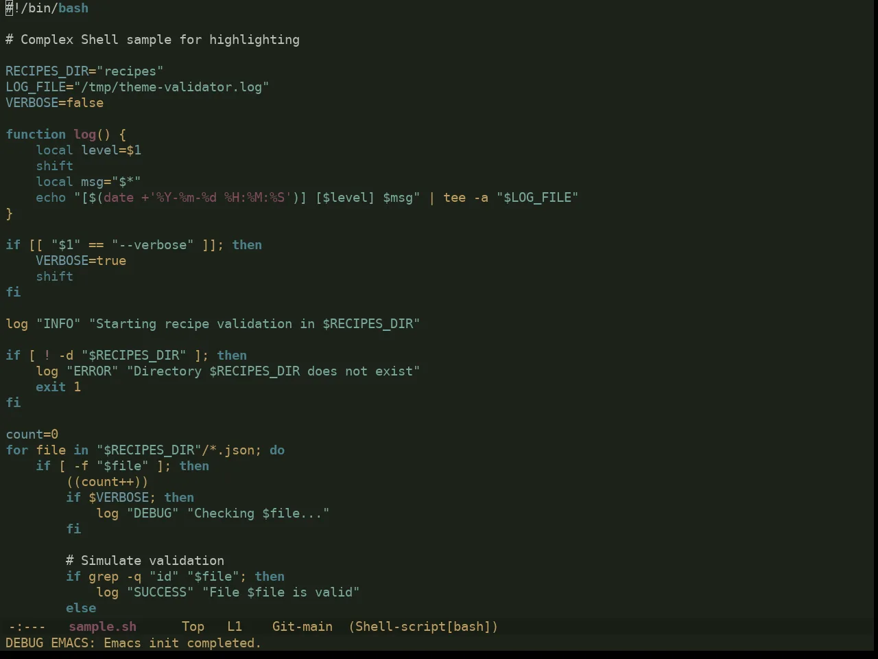 Ewal Dkeg Escen Theme in sh-mode