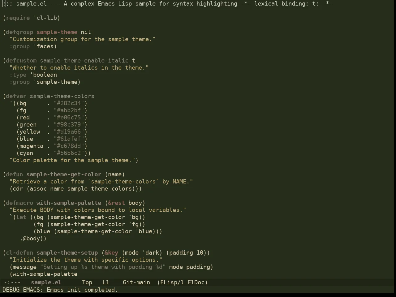 Ewal Dkeg Fendr Theme in emacs-lisp-mode