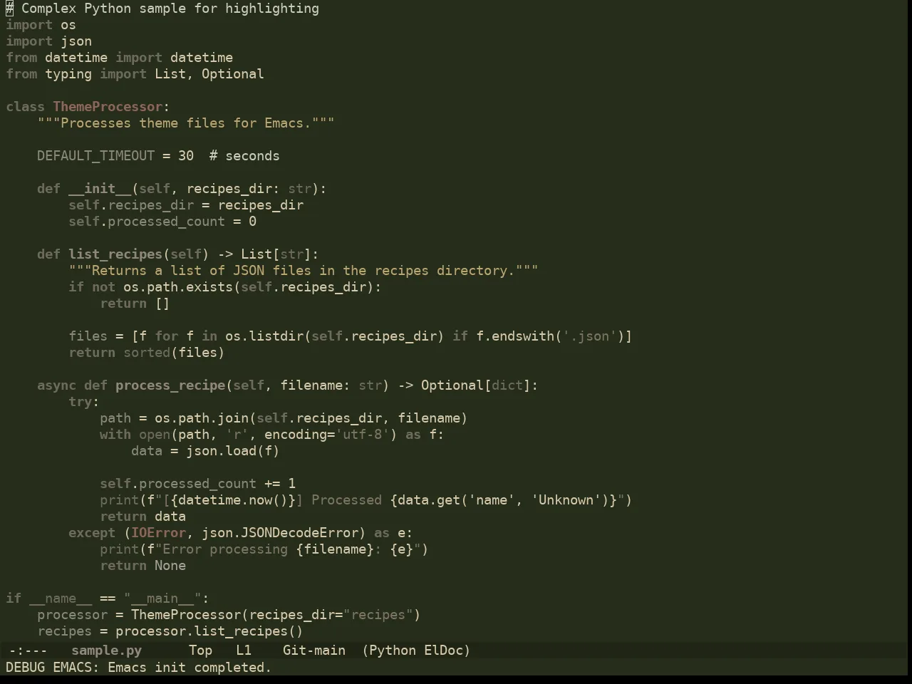 Ewal Dkeg Fendr Theme in python-mode