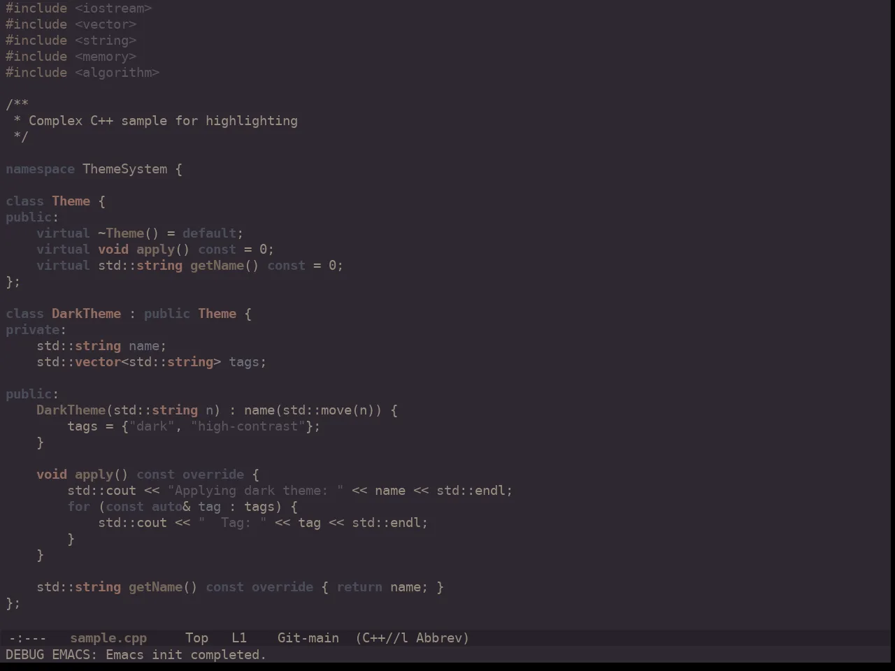 Ewal Dkeg Flapr Theme in c++-mode