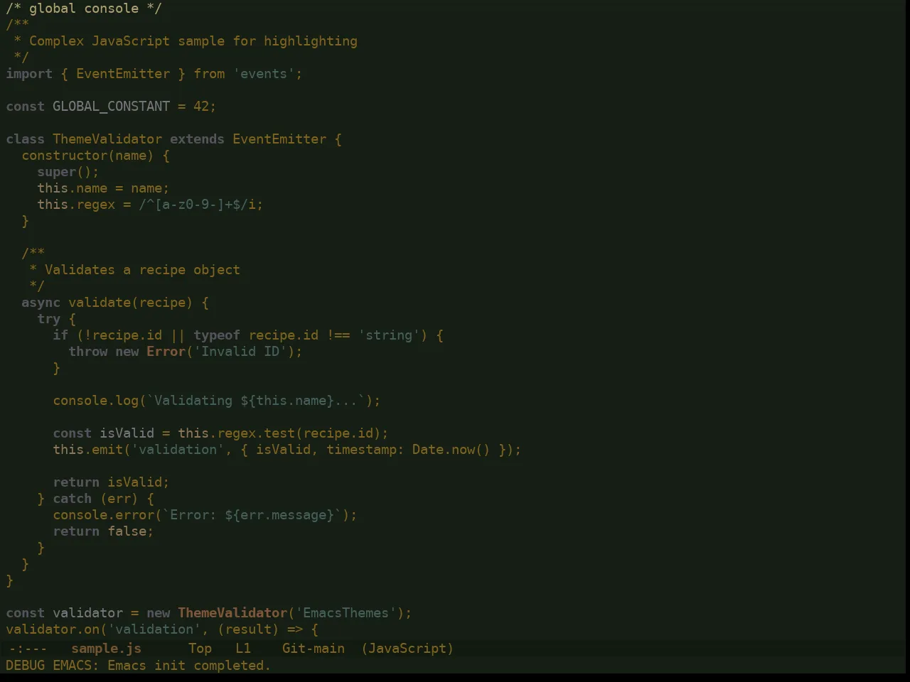 Ewal Dkeg Forst Theme in javascript-mode