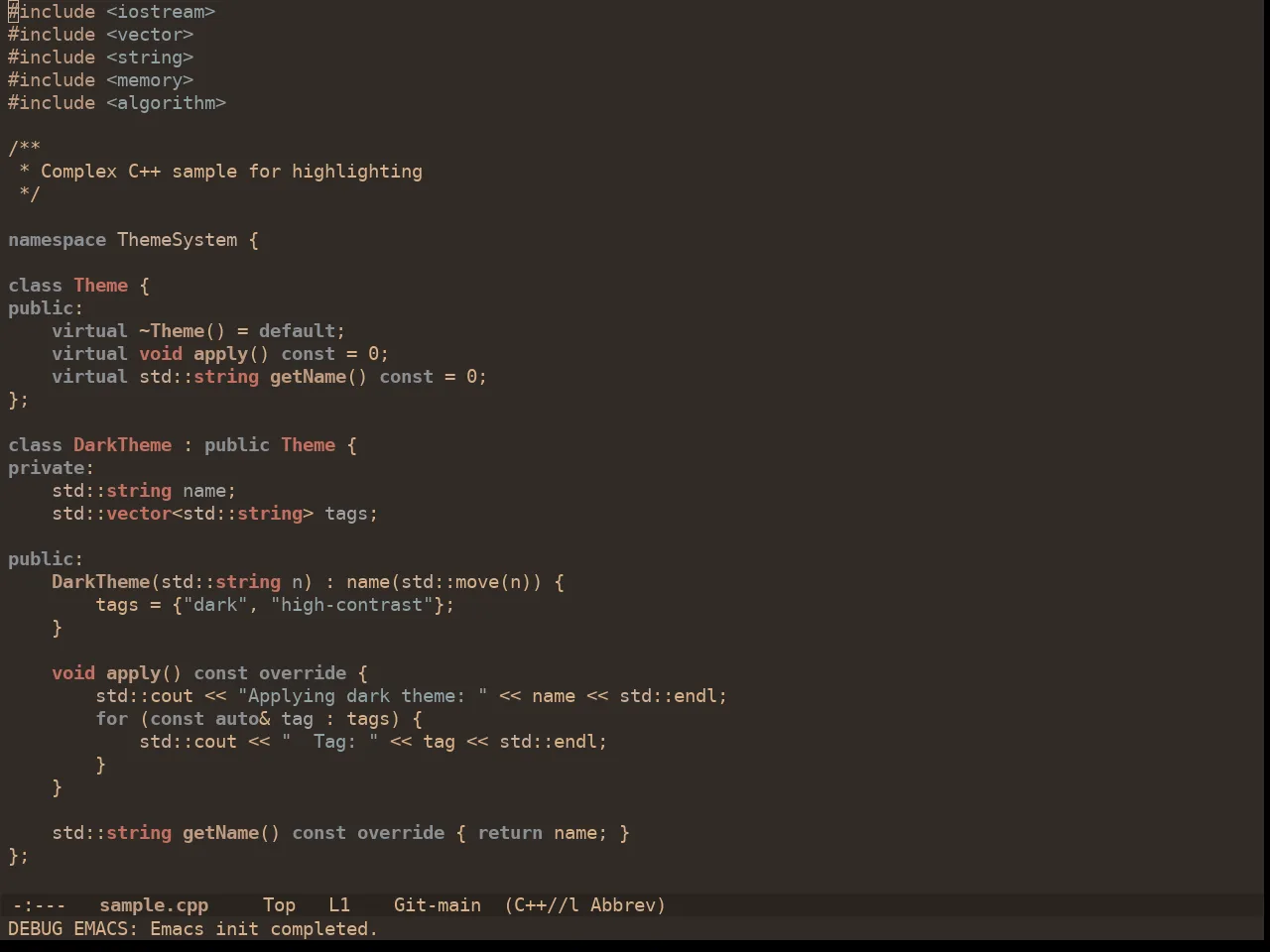Ewal Dkeg Harbing Theme in c++-mode