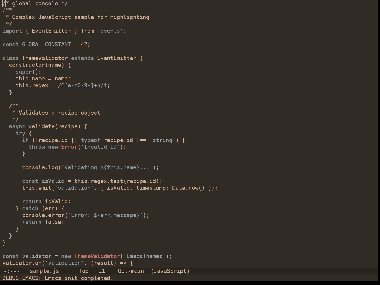 Ewal Dkeg Harbing Theme in javascript-mode