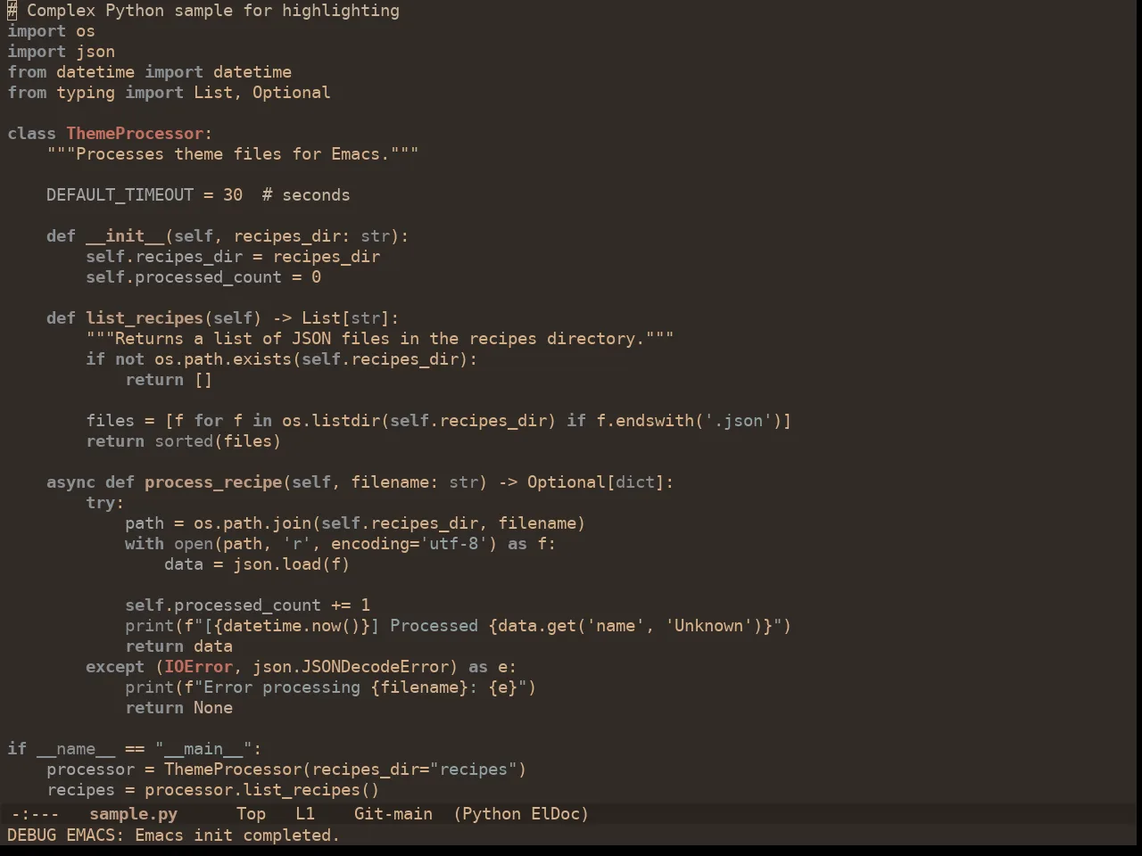 Ewal Dkeg Harbing Theme in python-mode