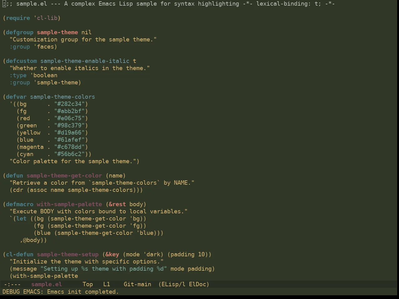 Ewal Dkeg Leaf Theme in emacs-lisp-mode