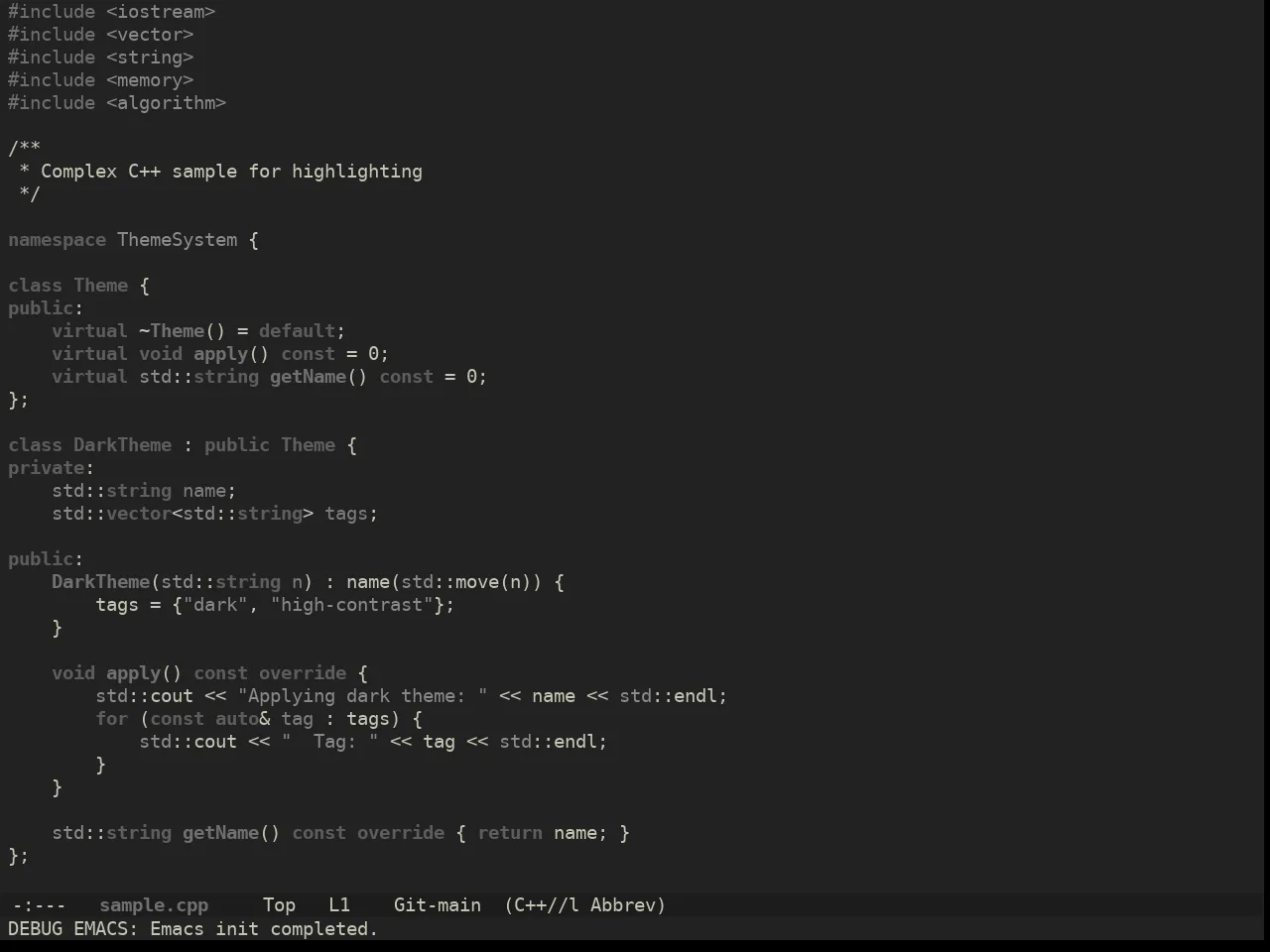 Ewal Dkeg Link Theme in c++-mode