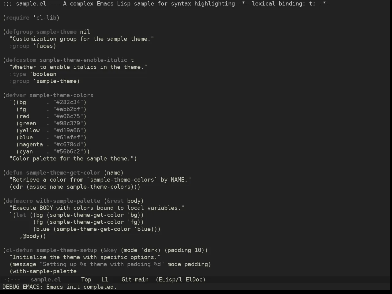Ewal Dkeg Link Theme in emacs-lisp-mode