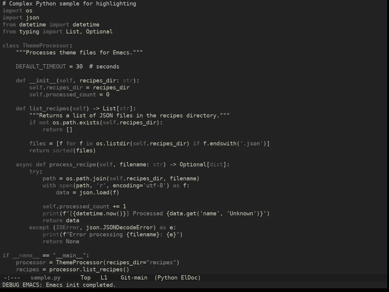 Ewal Dkeg Link Theme in python-mode