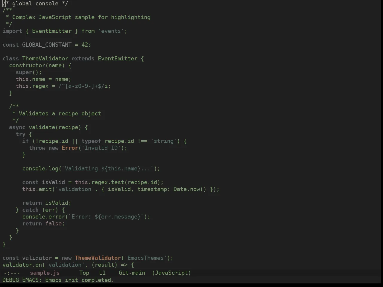 Ewal Dkeg Mattd Theme in javascript-mode