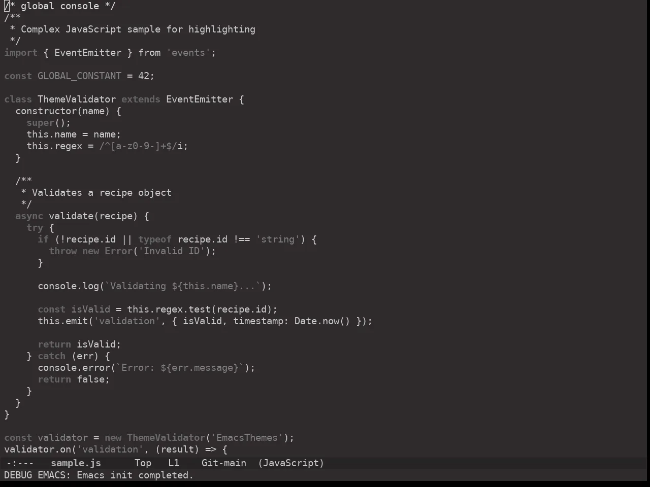 Ewal Dkeg Owl Theme in javascript-mode
