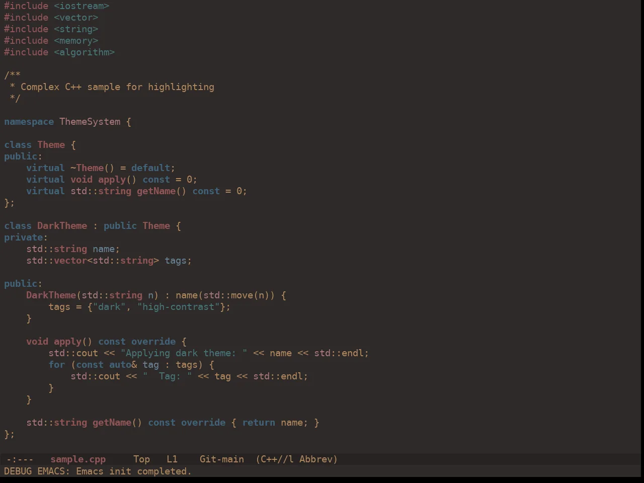 Ewal Dkeg Paints Theme in c++-mode