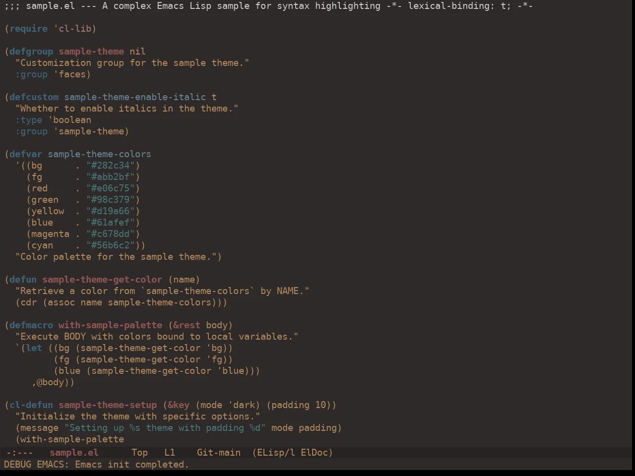 Ewal Dkeg Paints Theme in emacs-lisp-mode