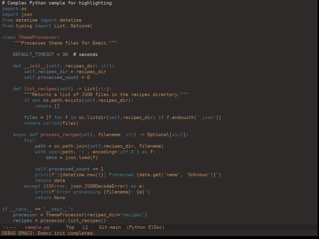 Ewal Dkeg Paints Theme in python-mode
