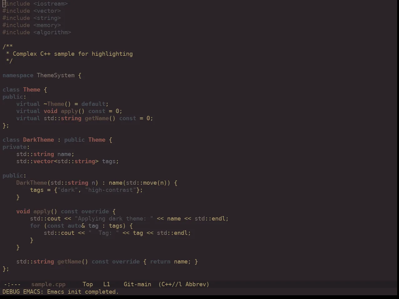 Ewal Dkeg Parkd Theme in c++-mode