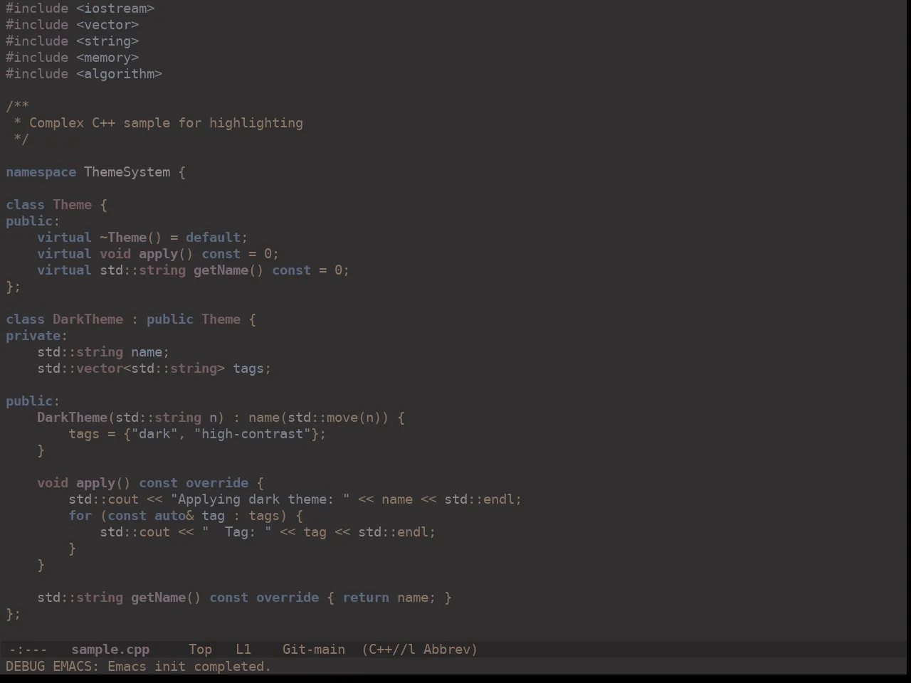 Ewal Dkeg Provrb Theme in c++-mode