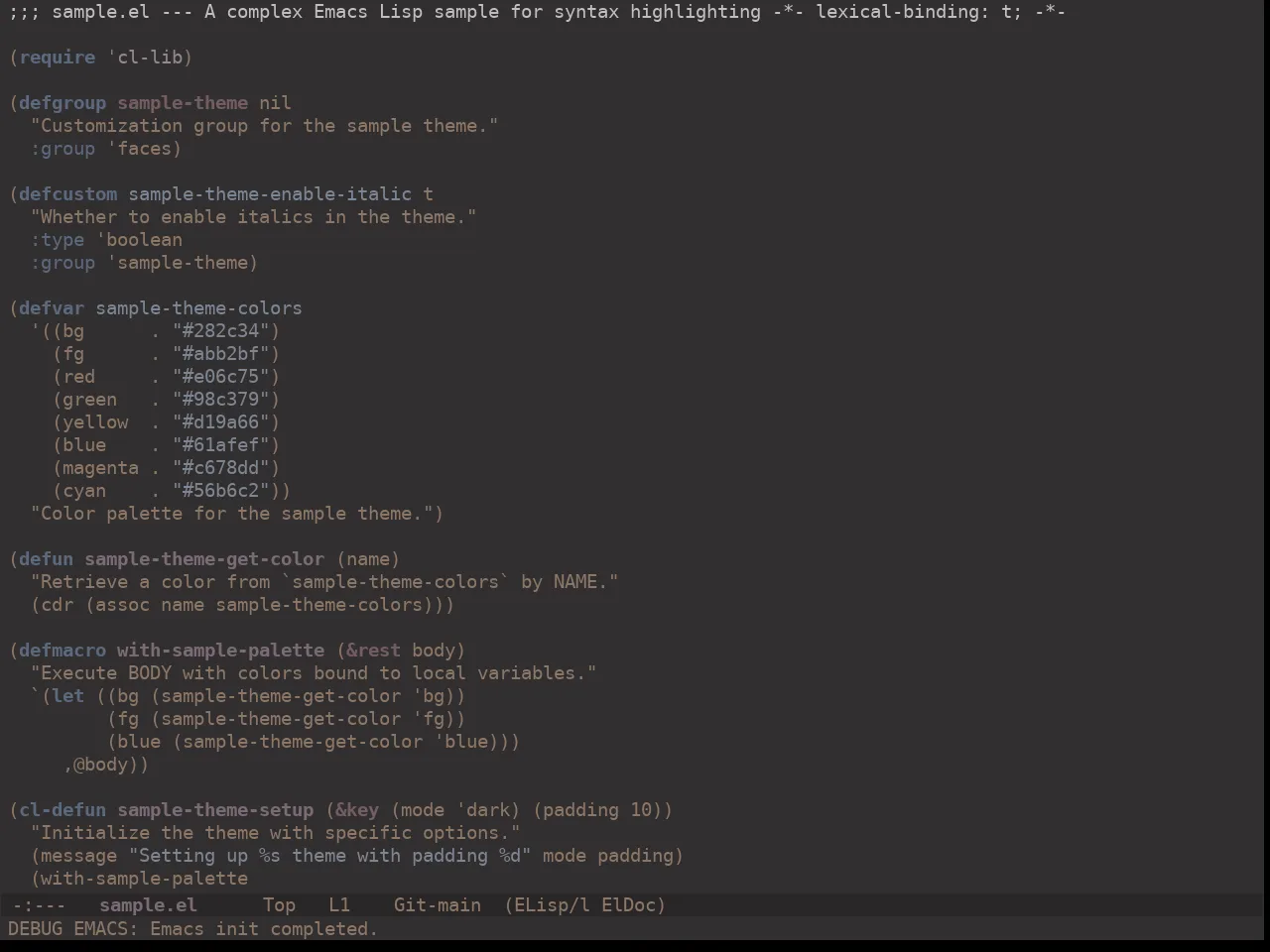 Ewal Dkeg Provrb Theme in emacs-lisp-mode