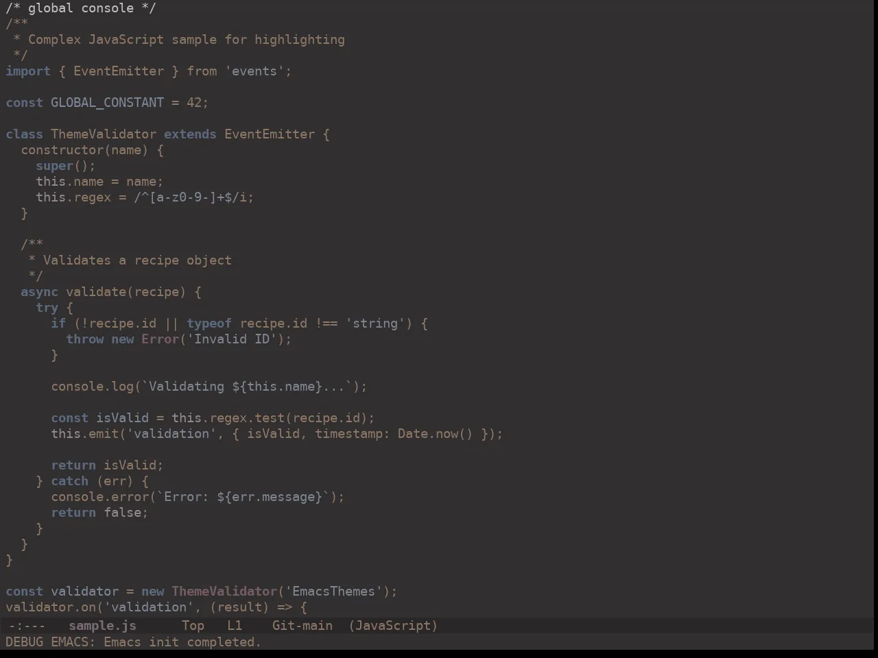 Ewal Dkeg Provrb Theme in javascript-mode
