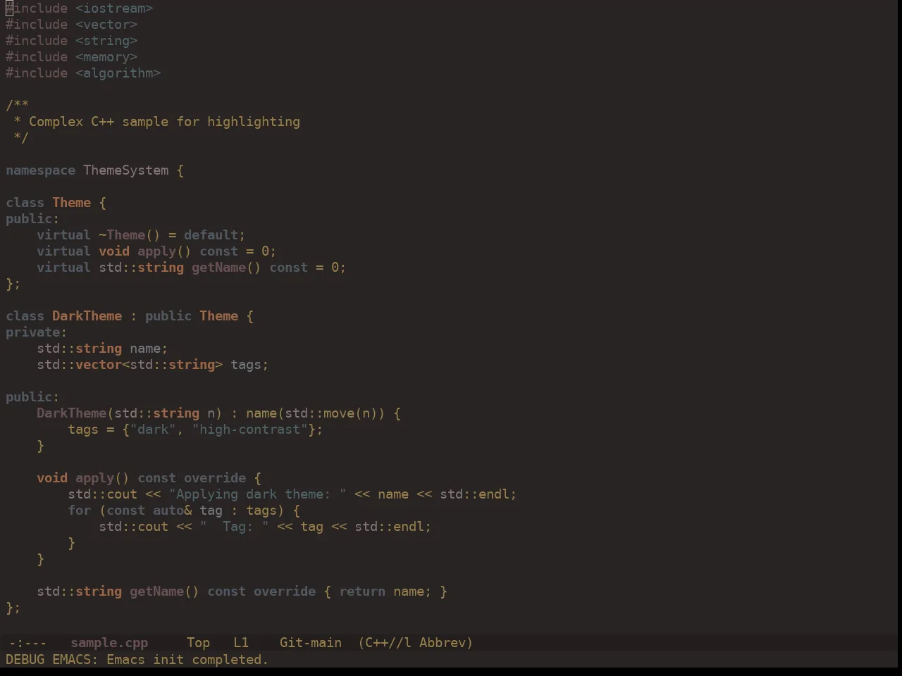 Ewal Dkeg Scape Theme in c++-mode