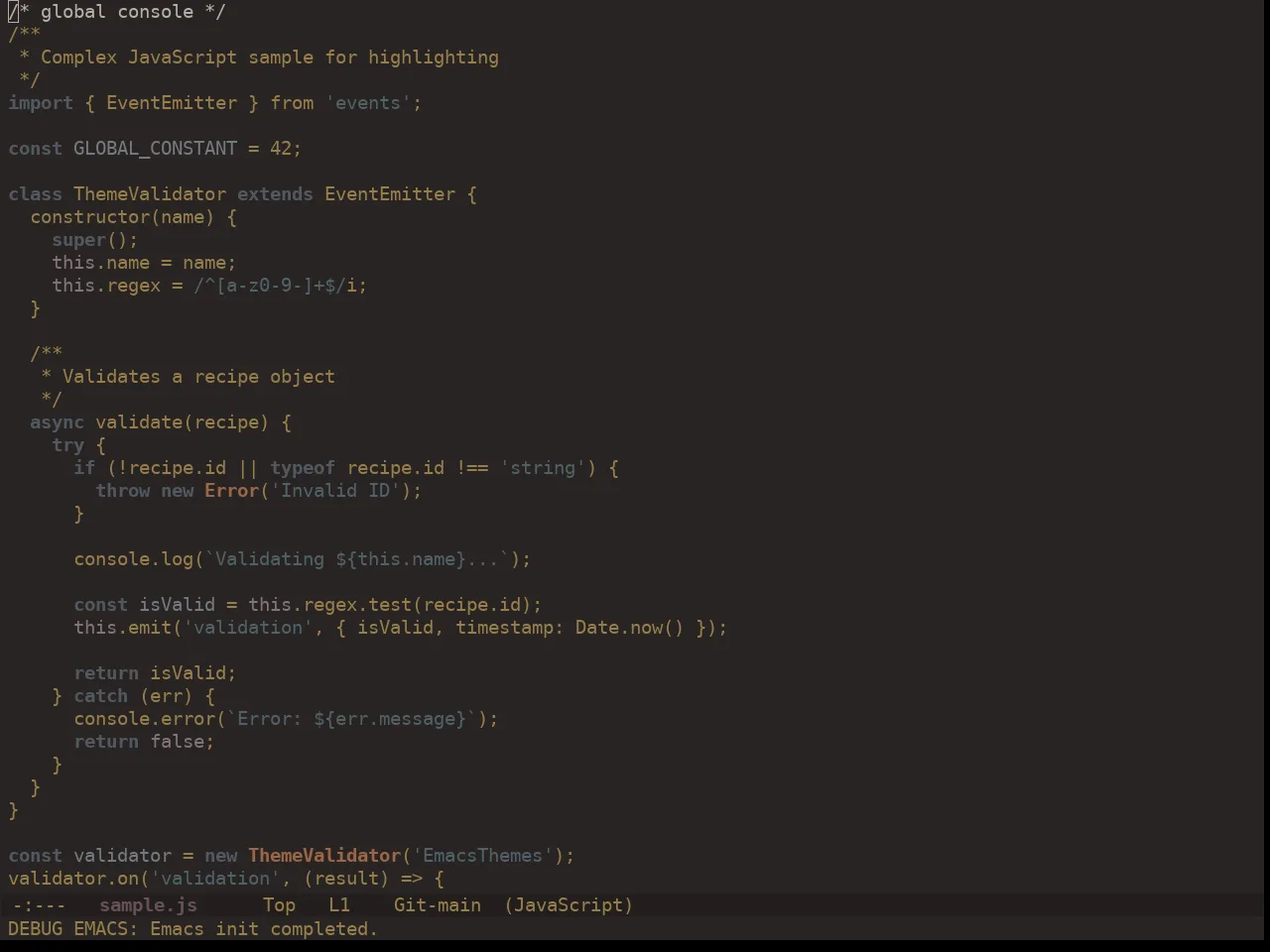 Ewal Dkeg Scape Theme in javascript-mode