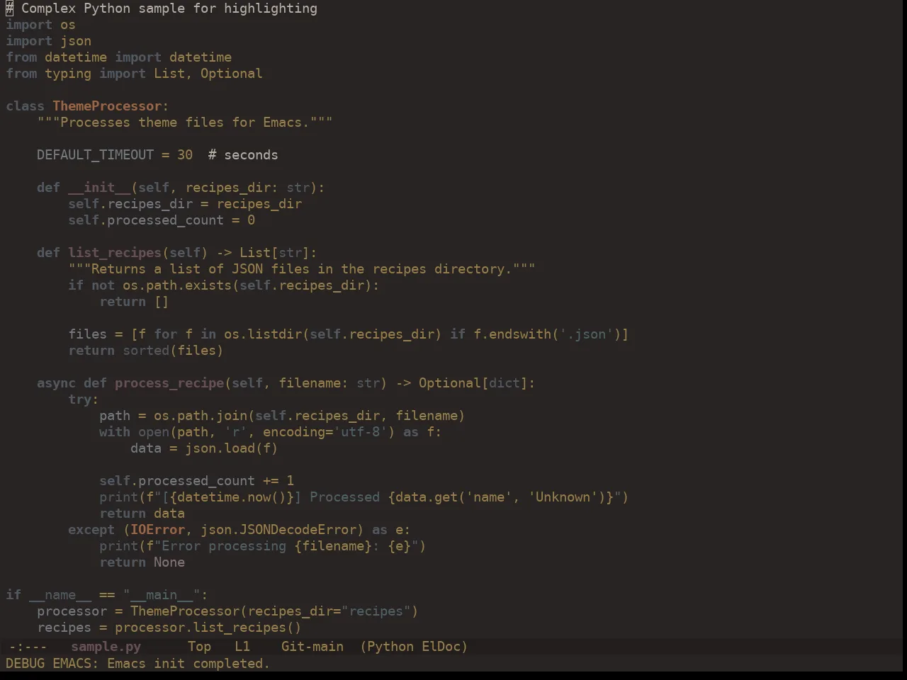 Ewal Dkeg Scape Theme in python-mode