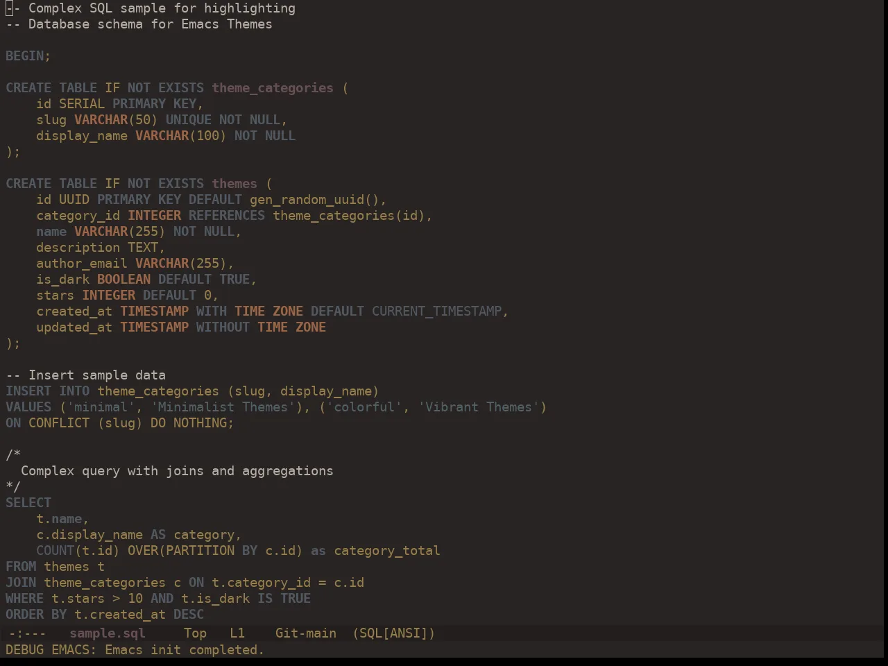 Ewal Dkeg Scape Theme in sql-mode
