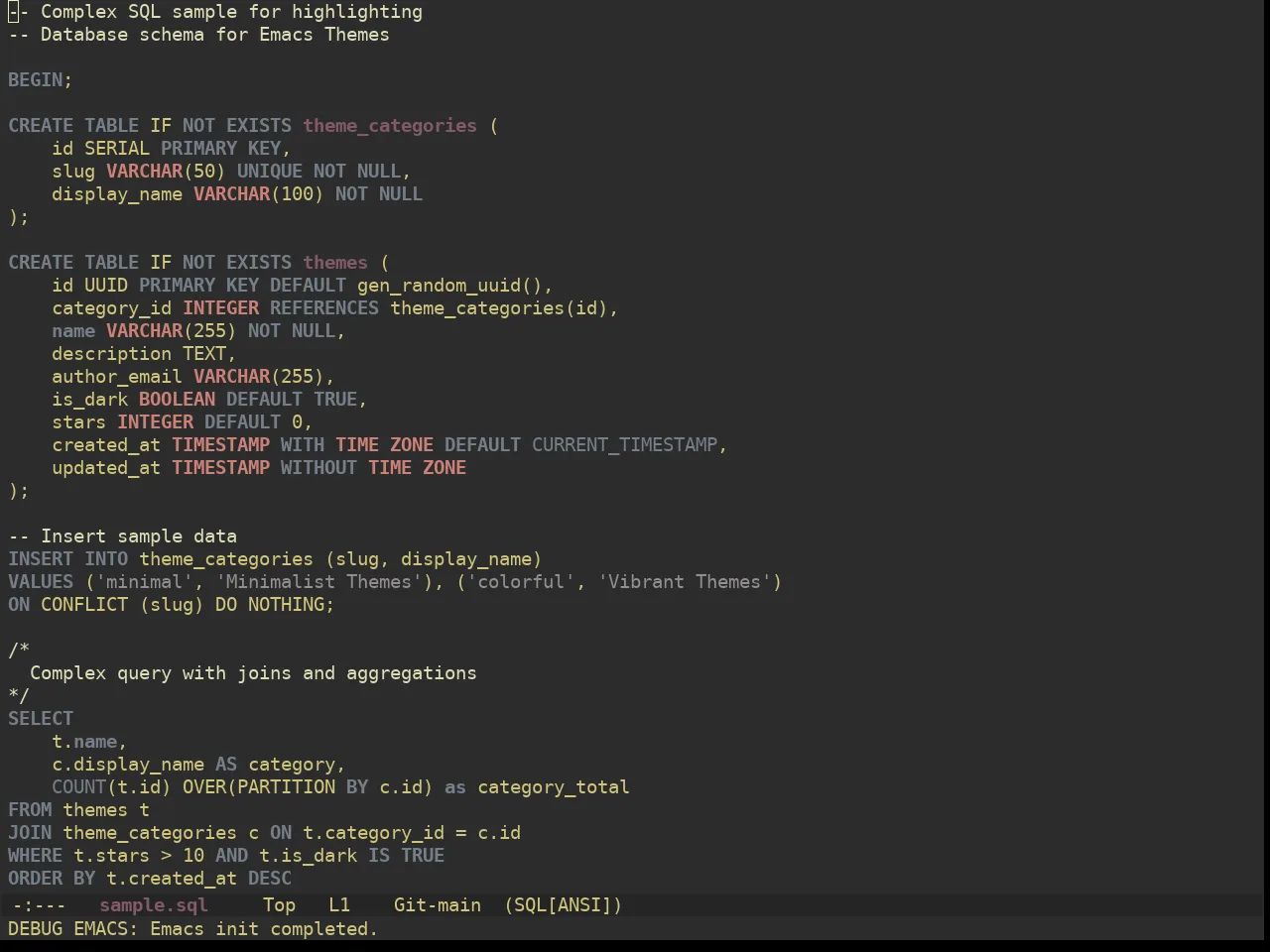 Ewal Dkeg Shade Theme in sql-mode