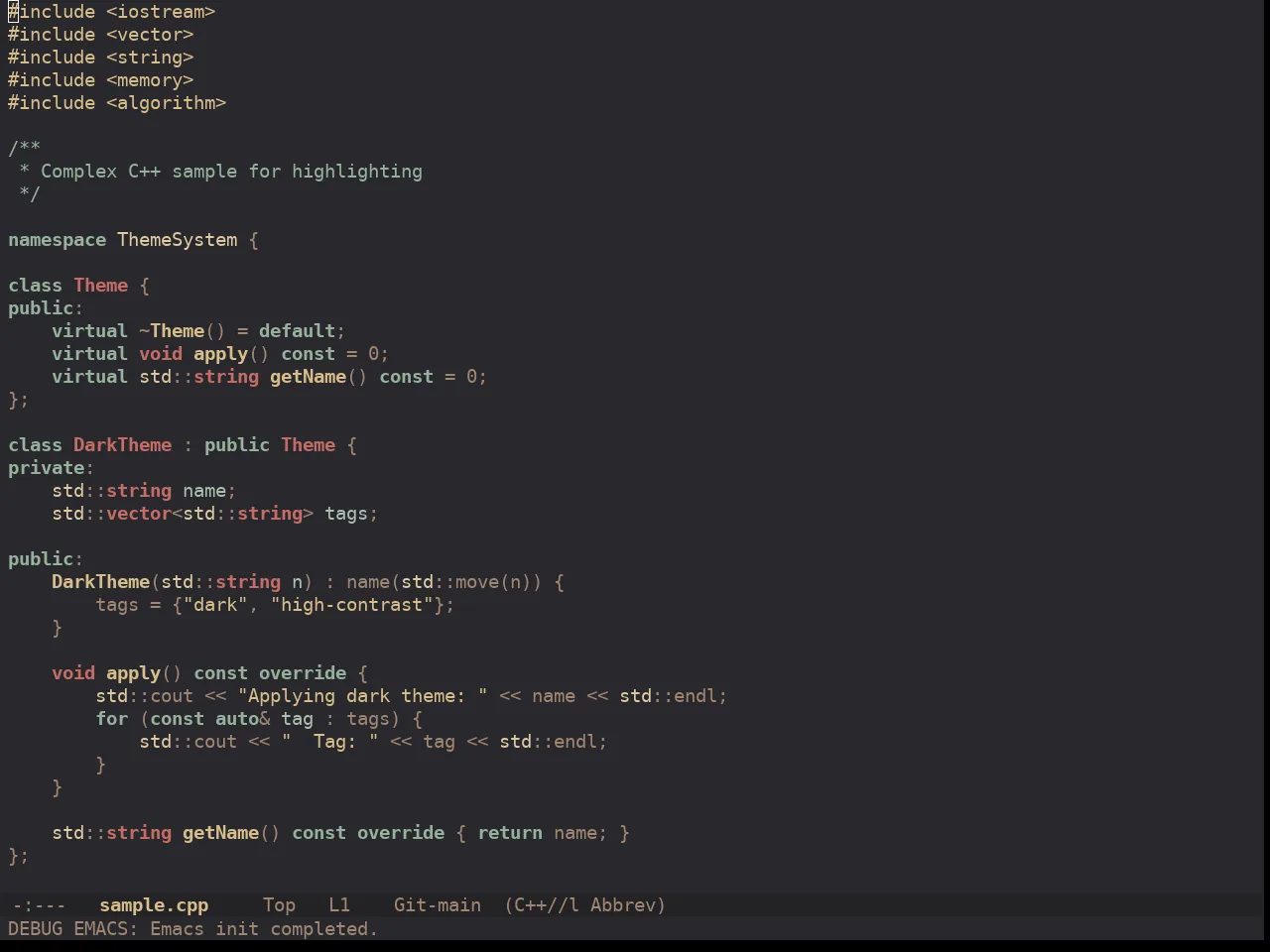 Ewal Dkeg Simplicity Theme in c++-mode