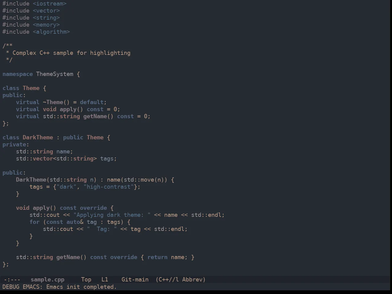 Ewal Dkeg Skigh Theme in c++-mode