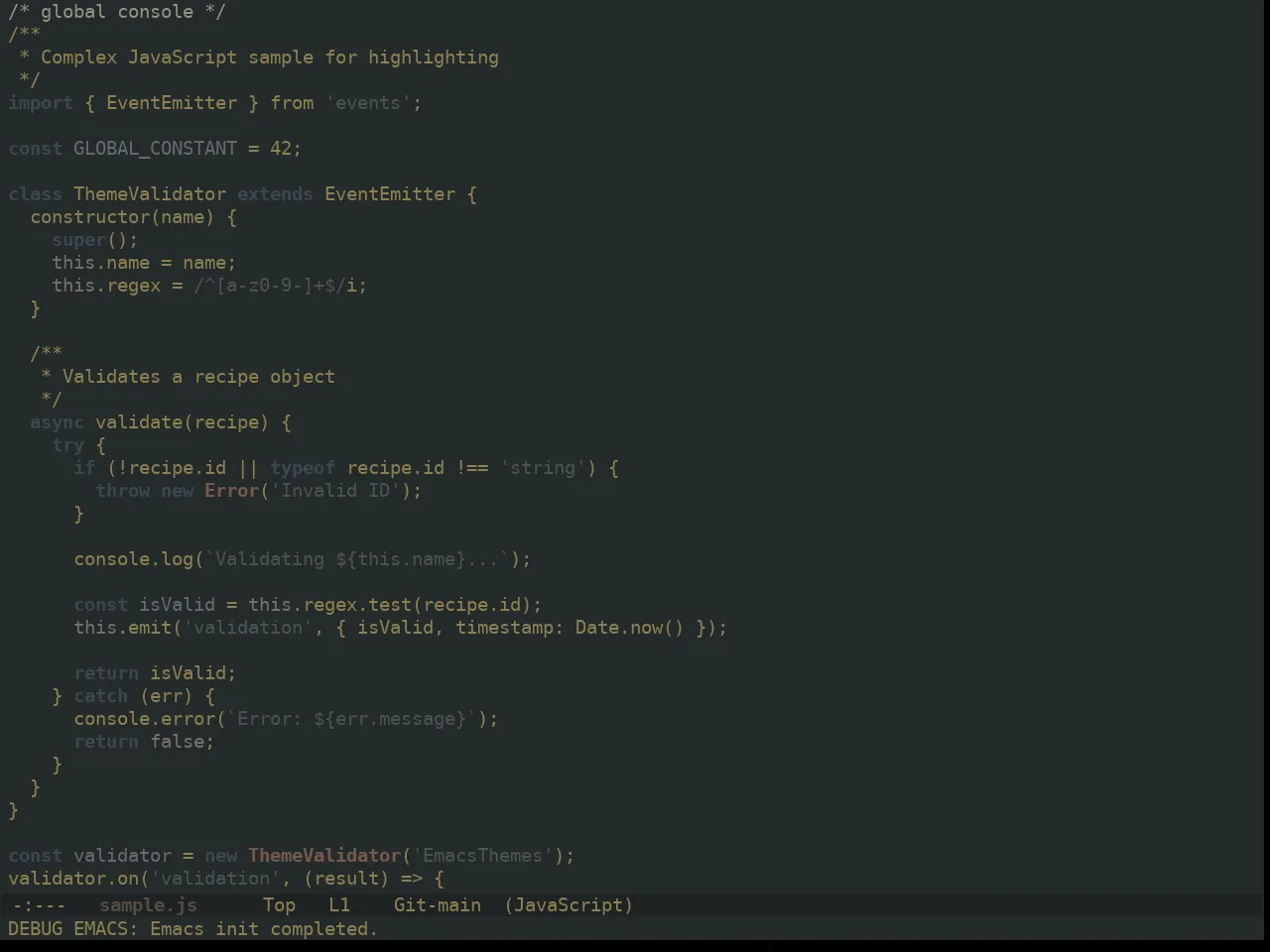 Ewal Dkeg Slate Theme in javascript-mode