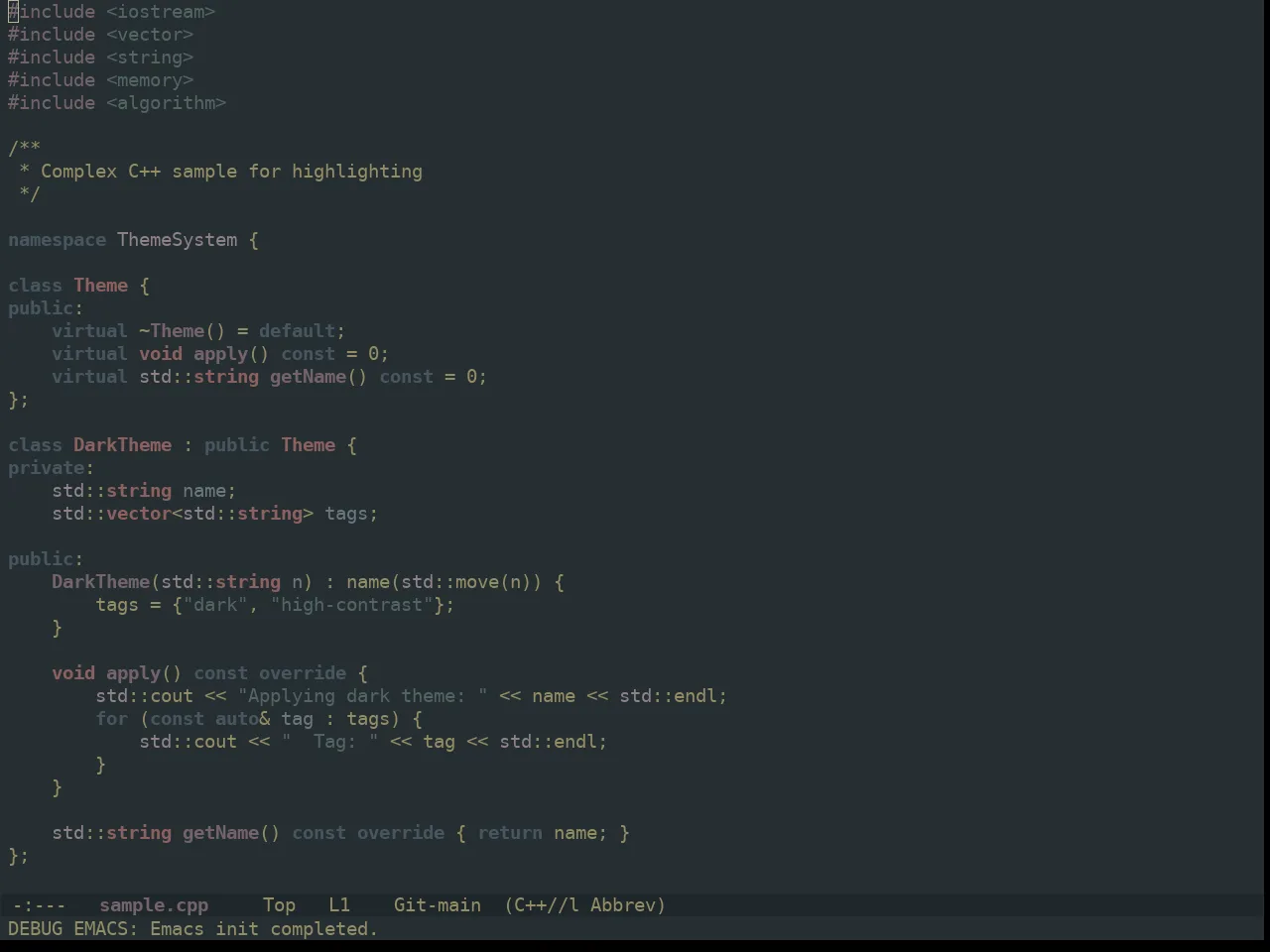 Ewal Dkeg Spire Theme in c++-mode
