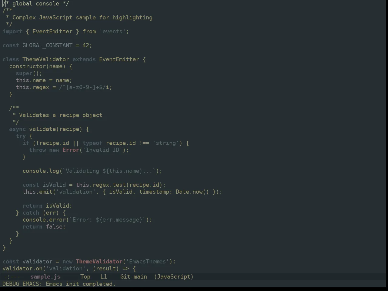 Ewal Dkeg Spire Theme in javascript-mode